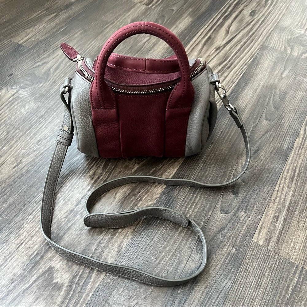 Alexander Wang Authentic Rockie Two-Toned Gray and Burgundy Crossbody Bag - Picture 3 of 16